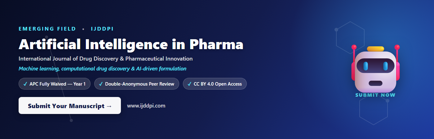 Call for Papers in Artificial Intelligence in Pharma - IJDDPI. Submit your manuscript.