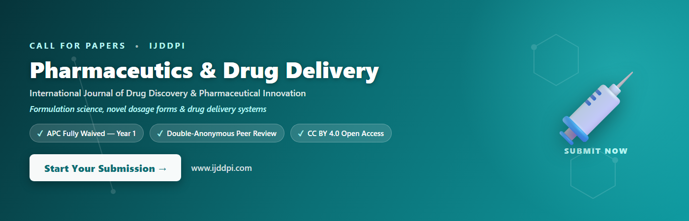Call for Papers in Pharmaceutics & Drug Delivery - IJDDPI. Submit your manuscript.